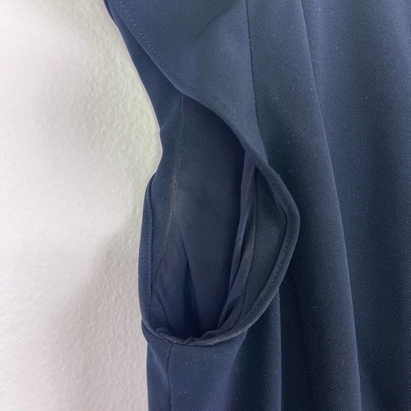 Talbots Stretch Crepe Jumpsuit Navy Blue Cap Sleeve Wide Leg Women's Size 10 - Picture 5 of 11